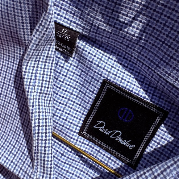 David Donahue | Blue Checkered Dress Shirt | Neck 17 / 34–35 - Picture 3 of 5